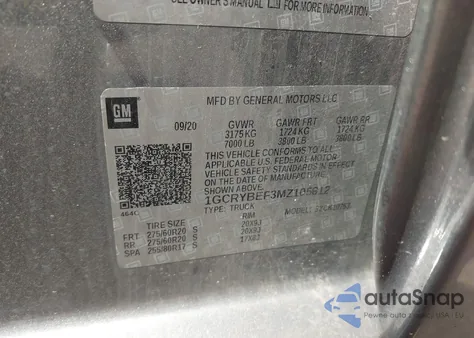 2021 Chevrolet Silverado 1500 4Wd Standard Bed Custom из США, поврежденный, VIN 1GCRYBEF3MZ105612